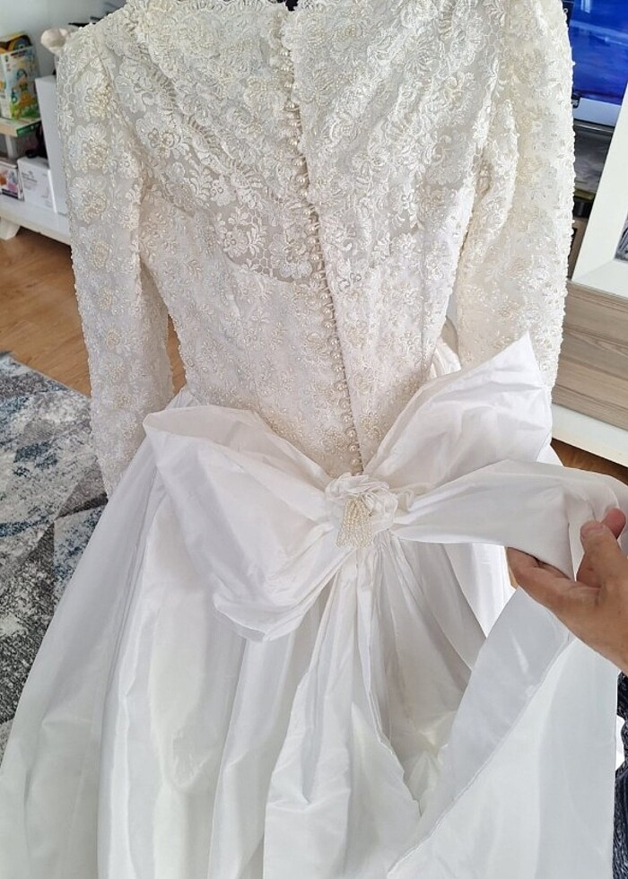 GELİNLİK vintage Fransız dantelli gelinlik özel tasarım - Görsel 3