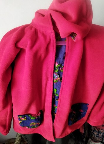 içi kırmızı polarlı çift taraflı çocuk pazen kaban - Görsel 6