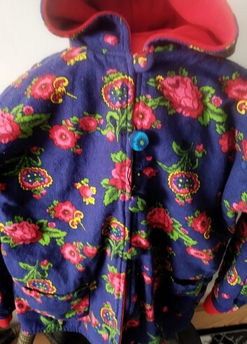 içi kırmızı polarlı çift taraflı çocuk pazen kaban - Görsel 7