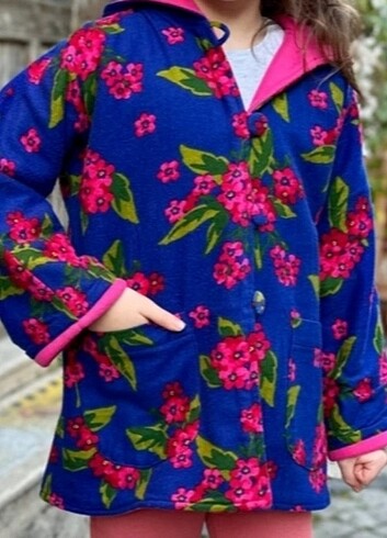 içi kırmızı polarlı çift taraflı çocuk pazen kaban - Görsel 4