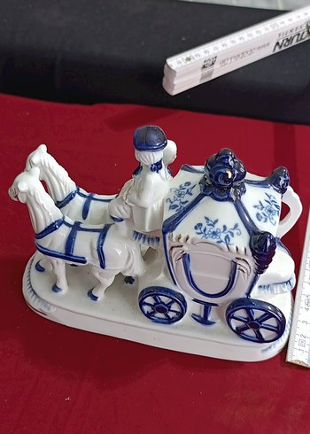 vintege Hollanda Mavi Atlı Fayton biblo - Görsel 2