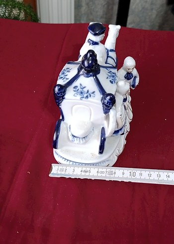 vintege Hollanda Mavi Atlı Fayton biblo - Görsel 4