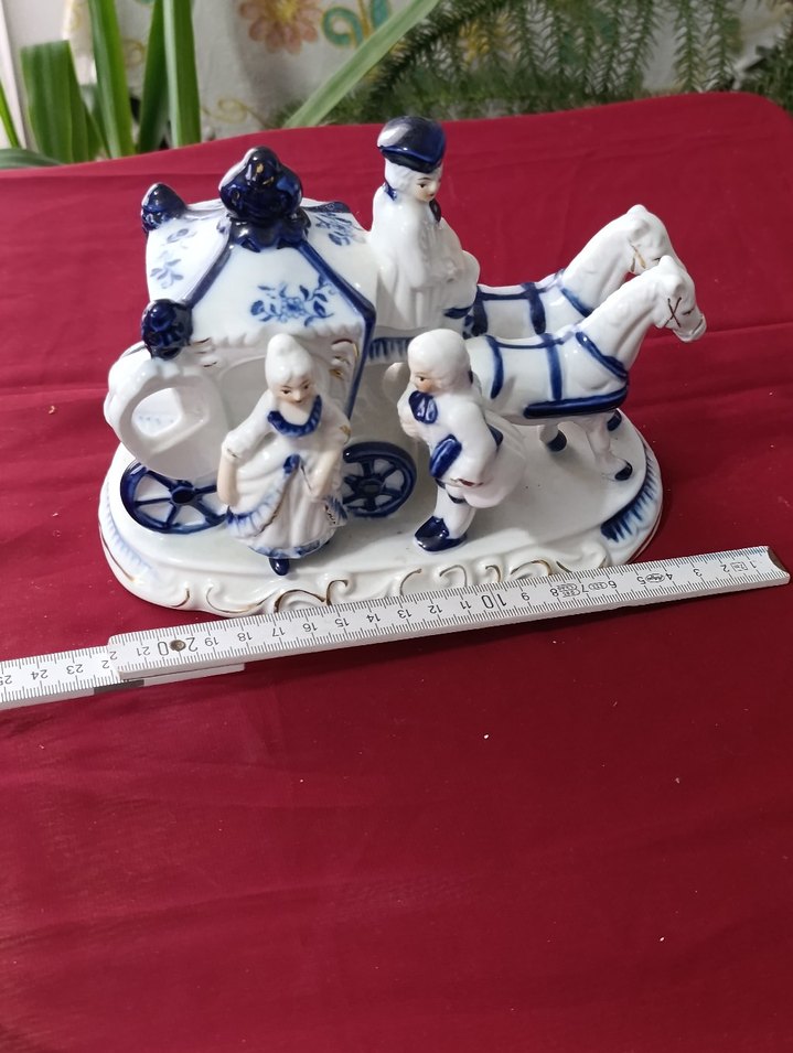 vintege Hollanda Mavi Atlı Fayton biblo - Görsel 3