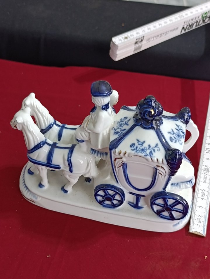 vintege Hollanda Mavi Atlı Fayton biblo - Görsel 2