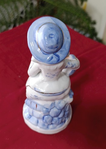 vintege Hollanda Mavi şapkalı beyaz porselen figür - Görsel 2
