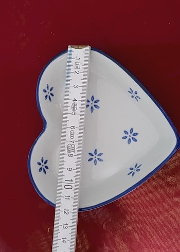 vintege Mavi Çiçek Desenli Kalp Tabak - Görsel 3