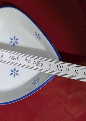 vintege Mavi Çiçek Desenli Kalp Tabak - Görsel 4