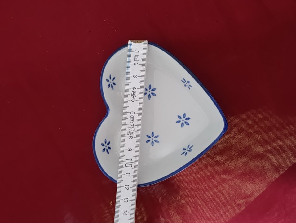 vintege Mavi Çiçek Desenli Kalp Tabak - Görsel 3