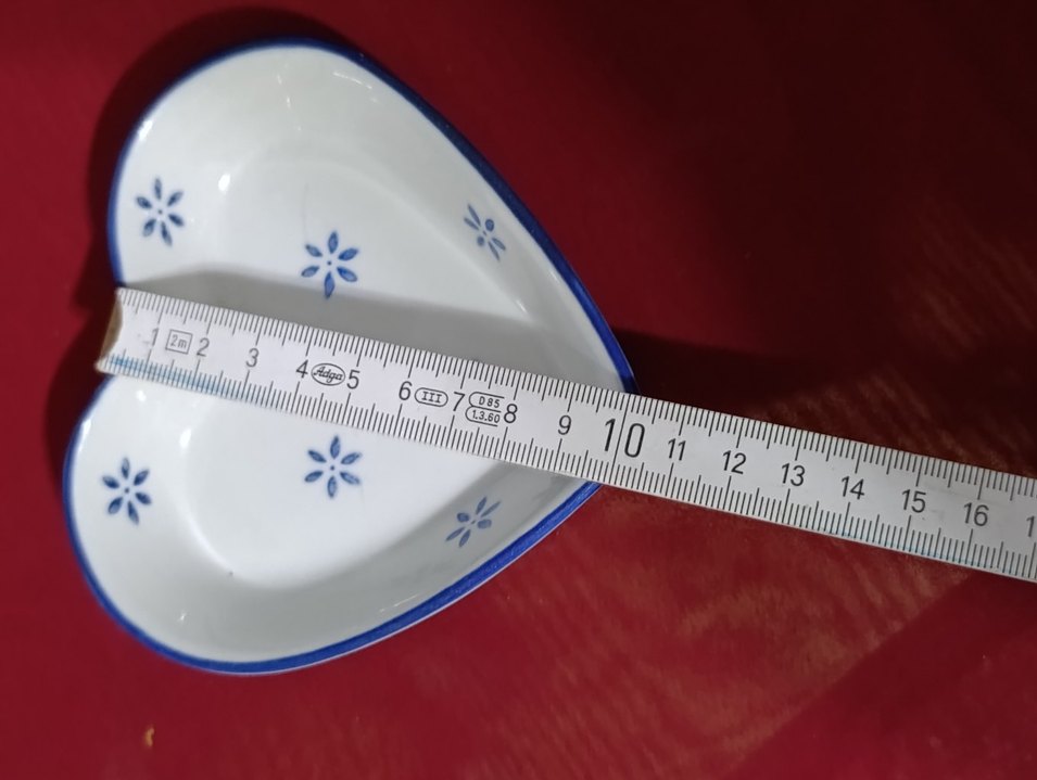 vintege Mavi Çiçek Desenli Kalp Tabak - Görsel 4