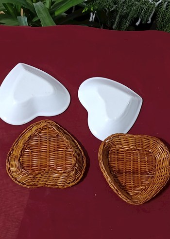 vintege porselen Çiçek Desenli Kalp Şeklinde Tabak Seti - Görsel 5