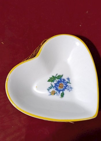 vintege porselen Çiçek Desenli Kalp Şeklinde Tabak Seti - Görsel 2