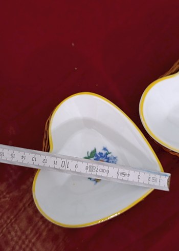 vintege porselen Çiçek Desenli Kalp Şeklinde Tabak Seti - Görsel 4