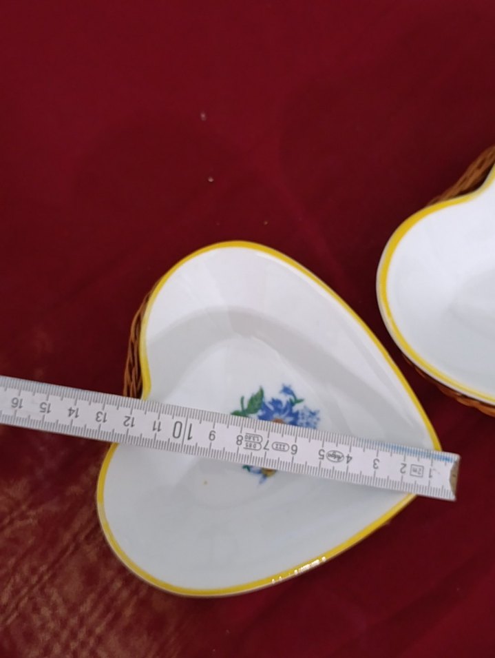 vintege porselen Çiçek Desenli Kalp Şeklinde Tabak Seti - Görsel 4