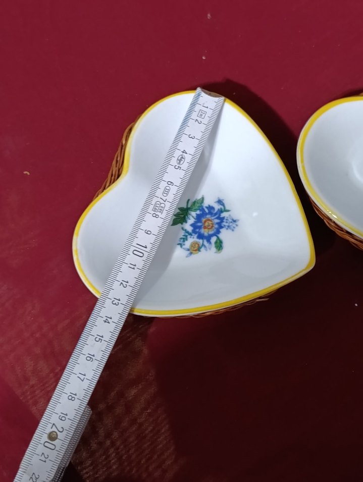 vintege porselen Çiçek Desenli Kalp Şeklinde Tabak Seti - Görsel 3