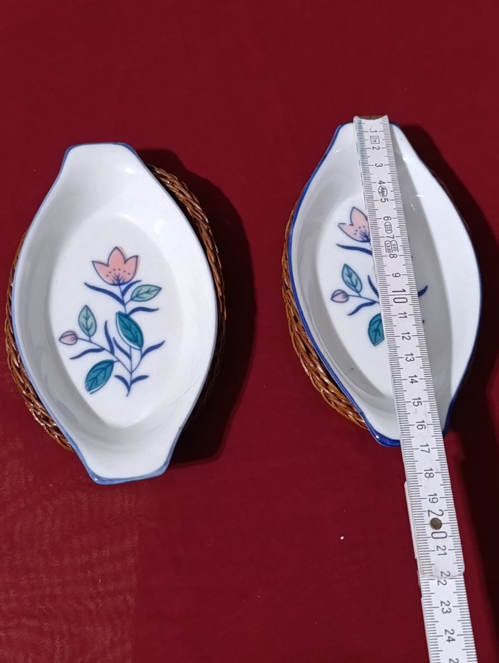 vintege porselen Mavi Çiçek Desenli Sunum Kabı - Görsel 4