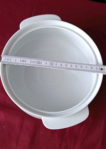 vintege Beyaz porselen Yuvarlak Fırın Kabı - Görsel 2