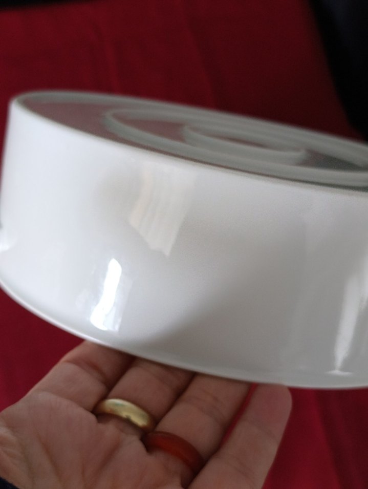 vintege Beyaz porselen Yuvarlak Fırın Kabı - Görsel 5