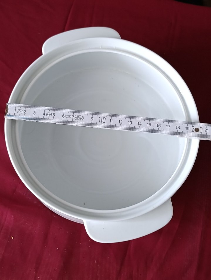 vintege Beyaz porselen Yuvarlak Fırın Kabı - Görsel 2