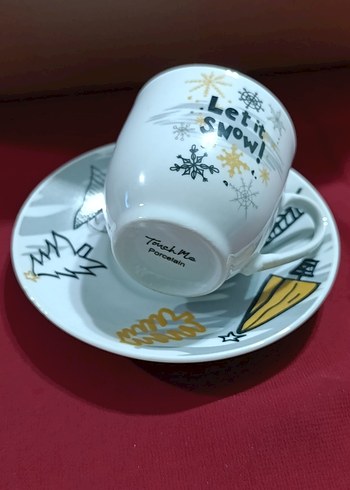 Beyaz Renkli Kar Temalı Fincan ve Tabağı iki adettir - Görsel 2