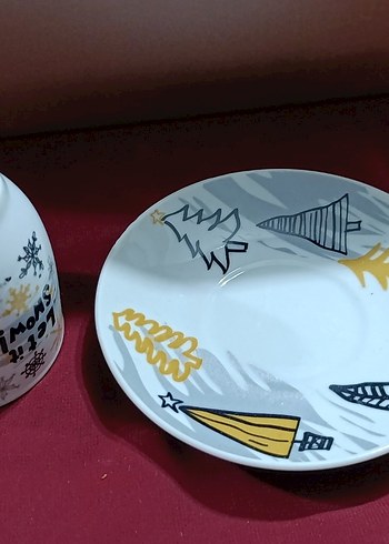 Beyaz Renkli Kar Temalı Fincan ve Tabağı iki adettir - Görsel 3