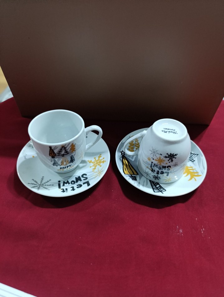 Beyaz Renkli Kar Temalı Fincan ve Tabağı iki adettir - Görsel 4