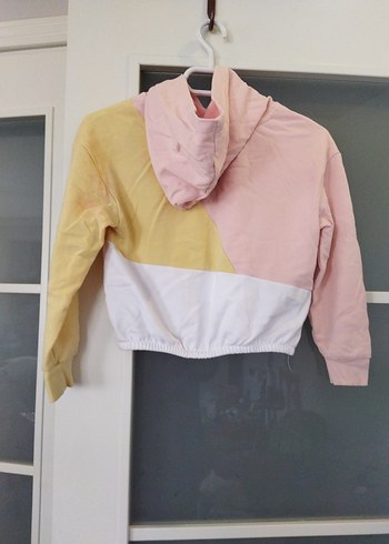 9 Yaş Beden Renk Bloklu Kapüşonlu kız çocuk Sweatshirt