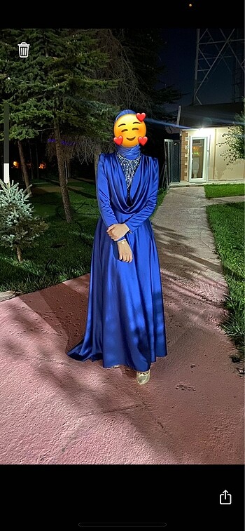 Feriha sarıoğlu marka saks mavi abiye elbise