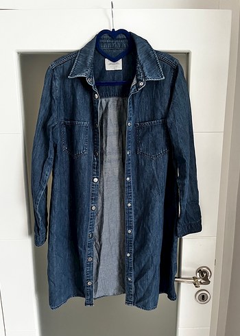 Düğmeli Mavi Kadın Denim Ceket