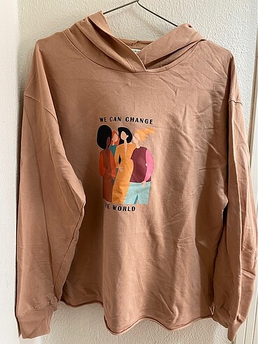 Önü baskılı kapüşonlu sweatshirt
