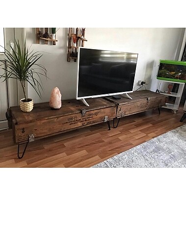 Dekoratif Askeri Mühimmat Sandığı Tv Ünitesi (İkili)