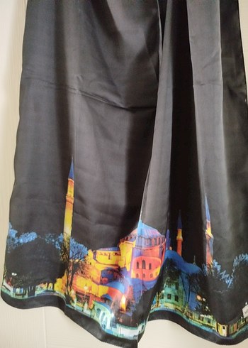 Kadın Çok Renkli  saten Şal - Görsel 2