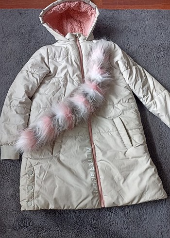 LC Waikiki 11-12 Yaş Pembe Peluş Mont - Görsel 2