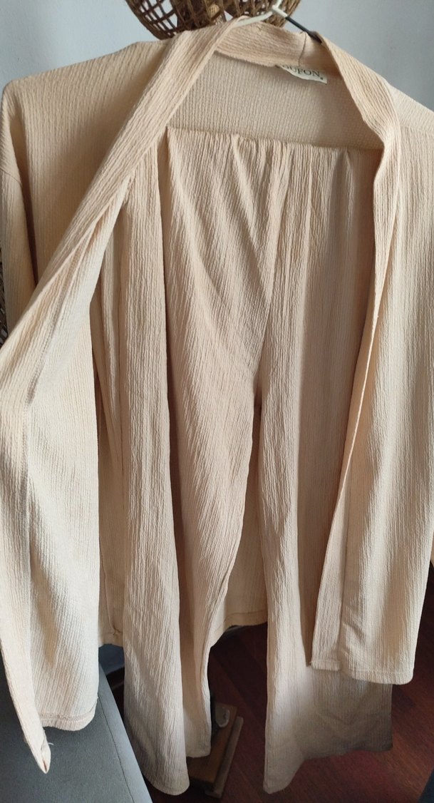 Bej Normcore kimonolu takım - Görsel 2