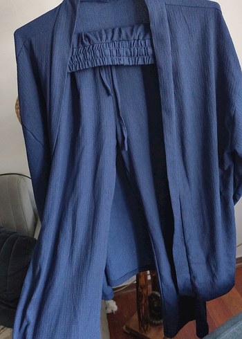 Lacivert Düz Normcore kimonolu takım - Görsel 2