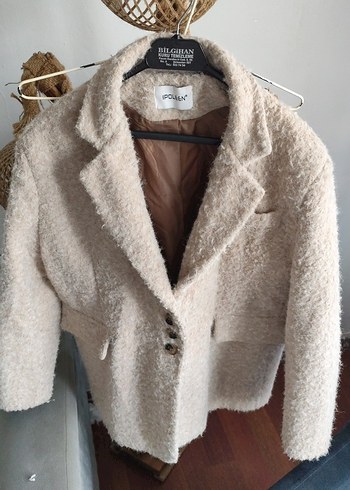 Kürklü Bej Mini Kadın Kaban - Görsel 3