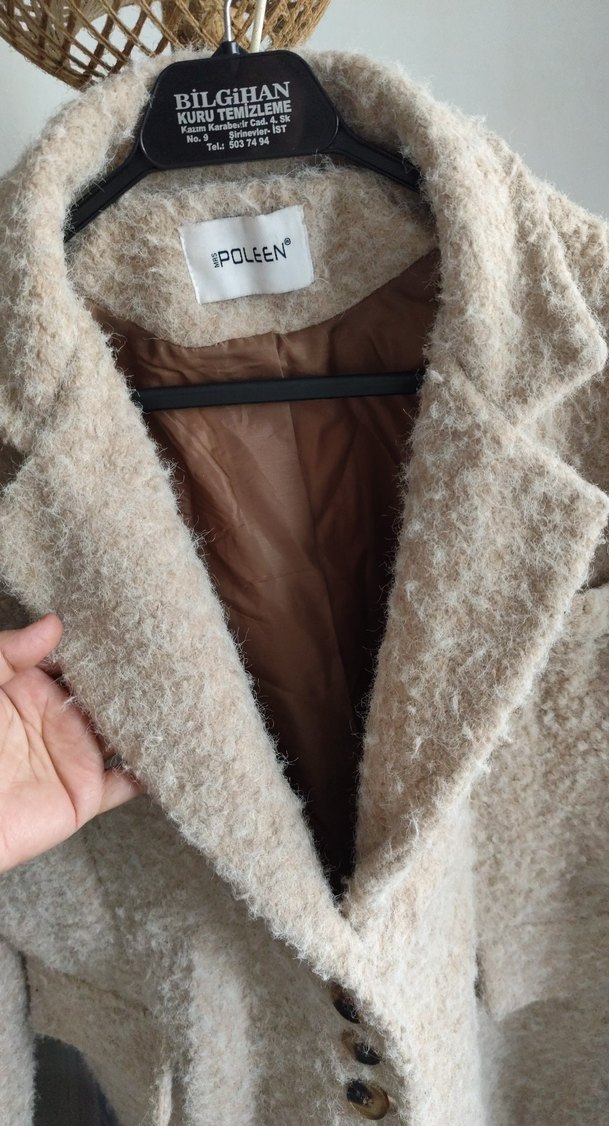 Kürklü Bej Mini Kadın Kaban - Görsel 4