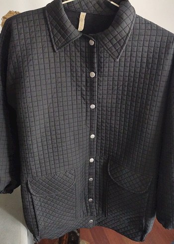 Düğmeli siyah Kadın  kapitone Ceket - Görsel 2