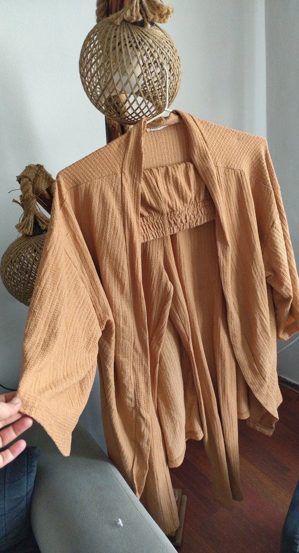Bej Bohem Tarzı kimono takim - Görsel 2