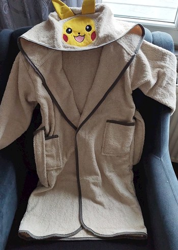 Sarı Nakışlı  Çocuk Bornozu 9 10 yas - Görsel 6