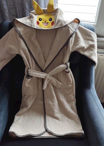 Sarı Nakışlı  Çocuk Bornozu 9 10 yas - Görsel 3