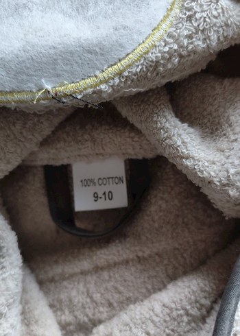 Sarı Nakışlı  Çocuk Bornozu 9 10 yas - Görsel 2