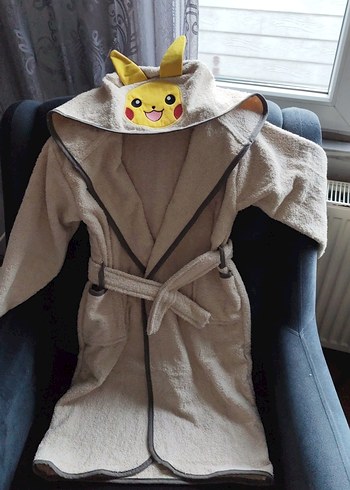 Sarı Nakışlı  Çocuk Bornozu 9 10 yas - Görsel 5