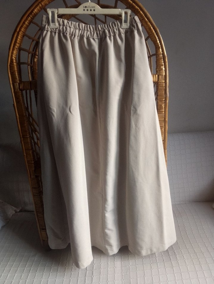 Düğmeli Bej Uzun Keten Etek - Görsel 5