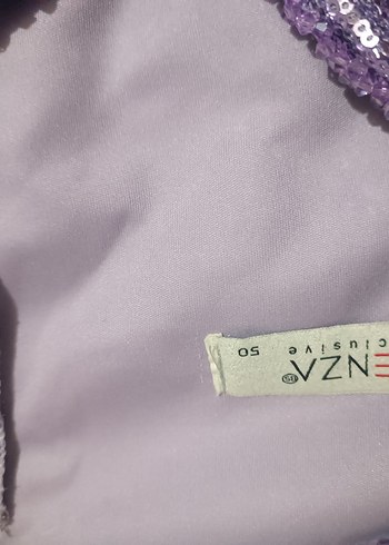 Parlak Mor Drapeli Uzun V-Yaka Abiye Elbise - Görsel 9