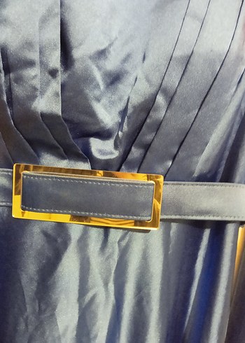 Mavi Drapeli Uzun Abiye Elbise - Görsel 7