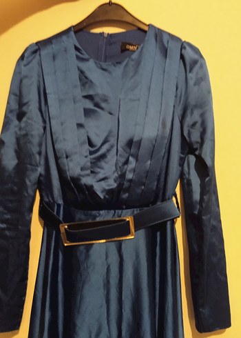 Mavi Drapeli Uzun Abiye Elbise - Görsel 10