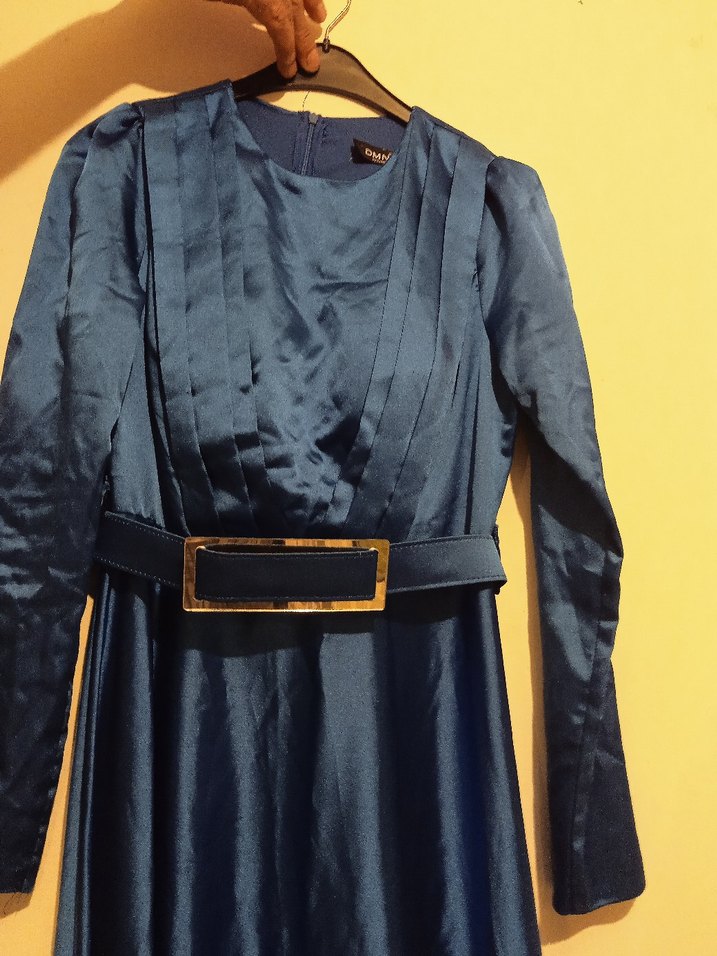 Mavi Drapeli Uzun Abiye Elbise - Görsel 3