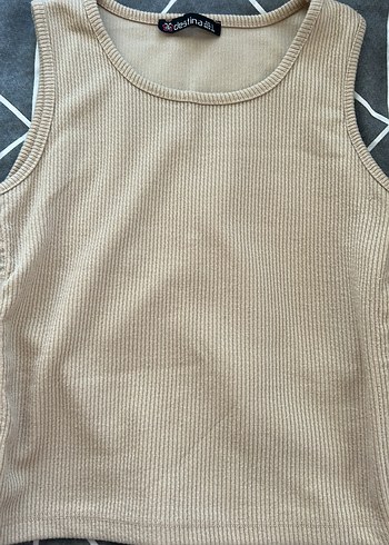 Bej Kadın Atlet, Yuvarlak Yaka, Slim Fit
