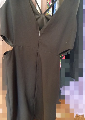 Siyah V Yaka Midi Abiye Elbise - Görsel 2