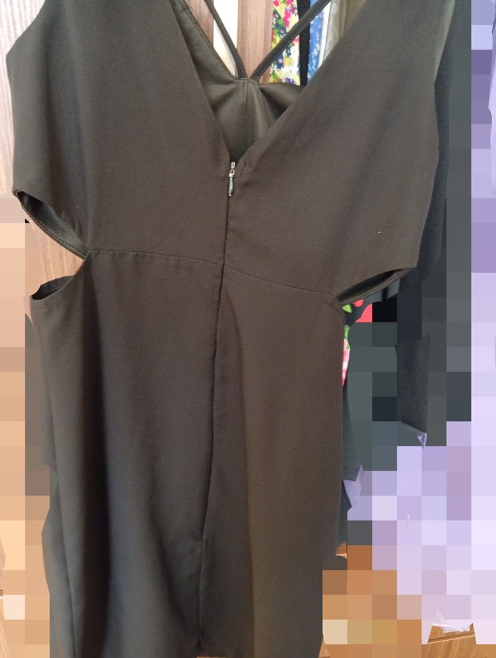 Siyah V Yaka Midi Abiye Elbise - Görsel 2